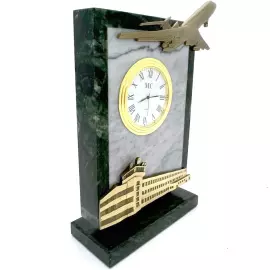 Aeroflot bronze table clock